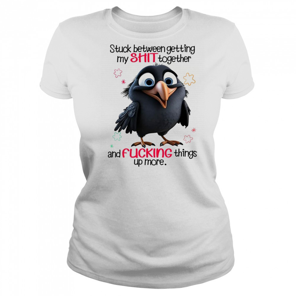 Raven stuck between getting my shit together and fucking things up more shirt Women's T-shirt