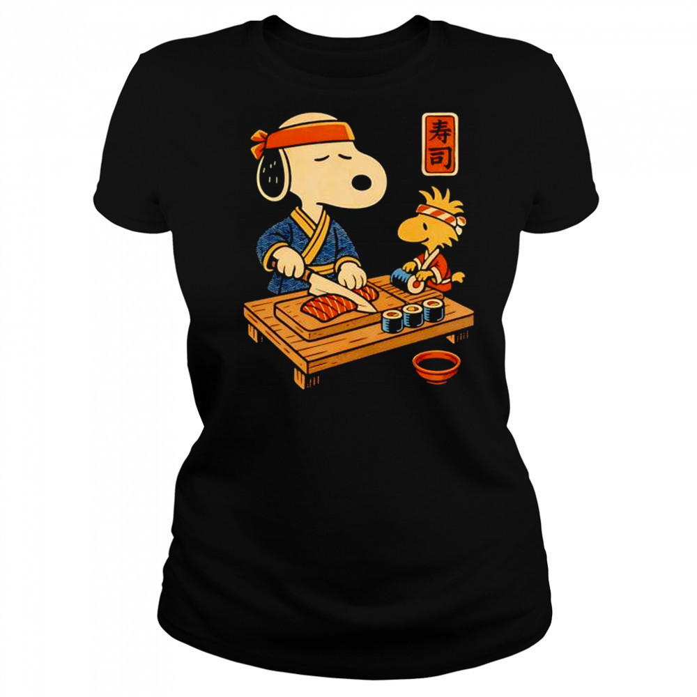 Snoopy and Woodstock sushi Japan food shirt Women's T-shirt