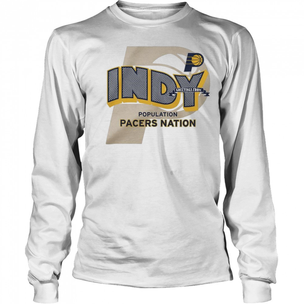 Stadium Essentials Natural Indiana Pacers Greetings From Shirt Long Sleeved
