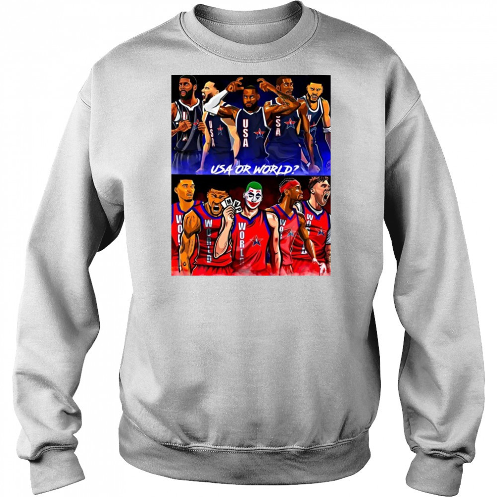 The NBA will officially roll out a USA vs WORLD format for all shirt Sweatshirt