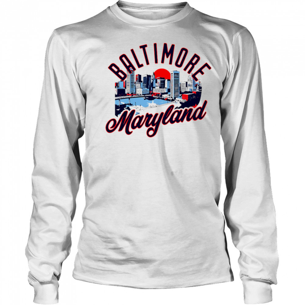 Baltimore Maryland Skyline Sunset shirt Long Sleeved