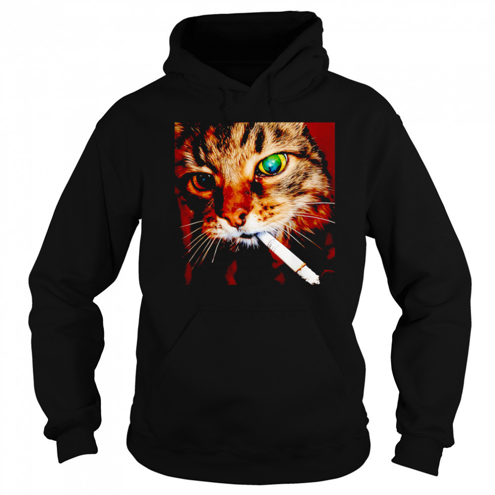 Cat Smoking funny meme shirt Hoodie