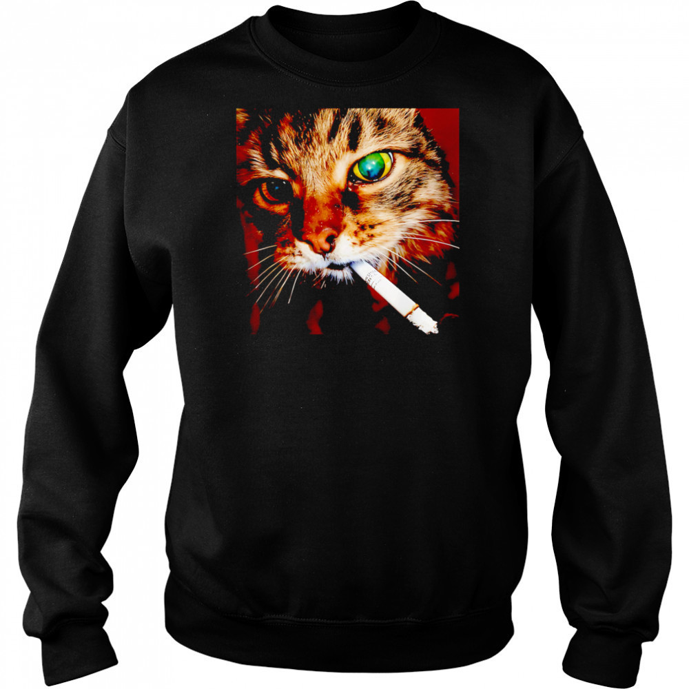 Cat Smoking funny meme shirt Sweatshirt