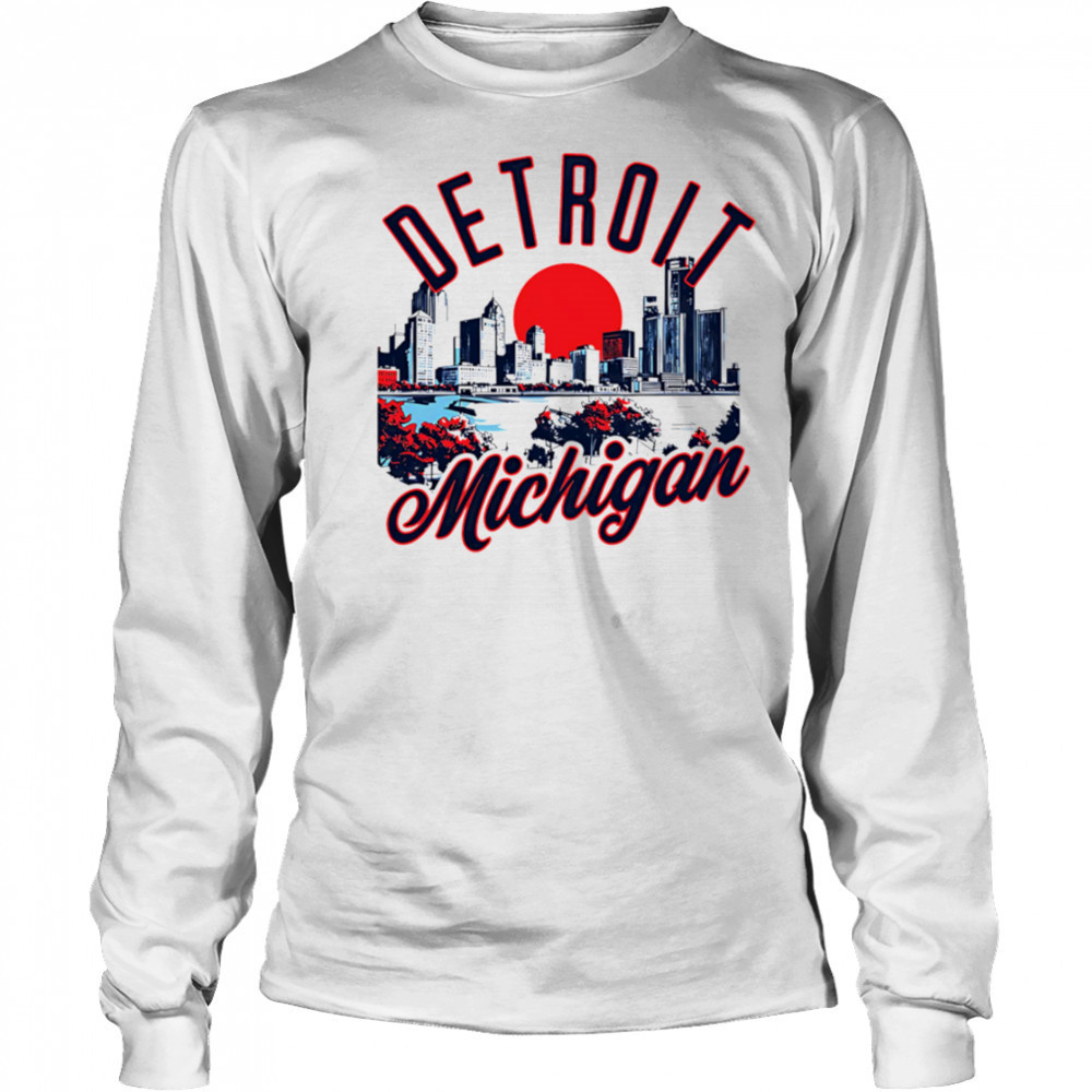 Detroit Michigan Skyline Sunset shirt Long Sleeved