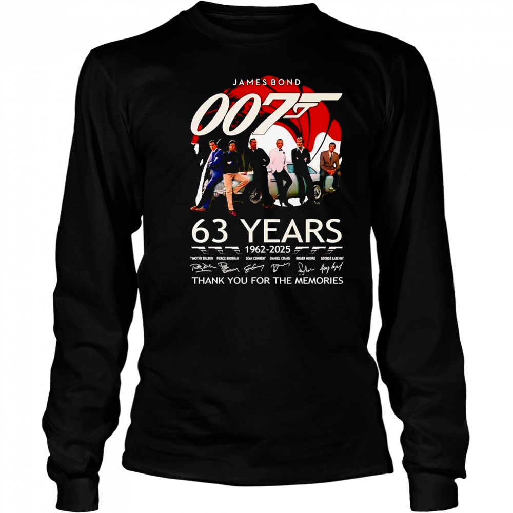 James Bond 007 63 years 1962 2025 thank you for the memories shirt Long Sleeved