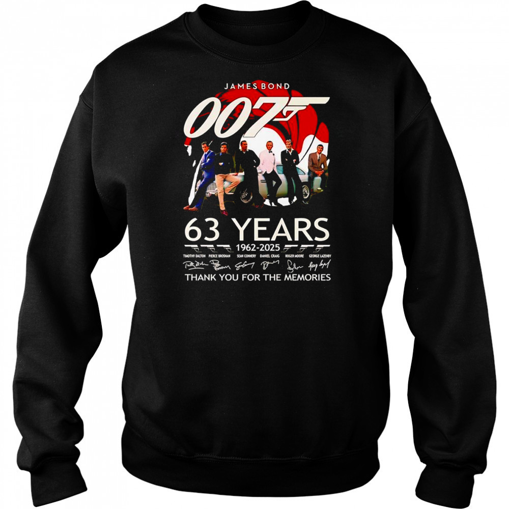James Bond 007 63 years 1962 2025 thank you for the memories shirt Sweatshirt