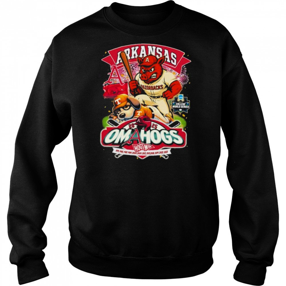 Arkansas Razorbacks Stomp Tennessee Volunteers NCAA 2025 College World Series Mascot T shirts Sweatshirt