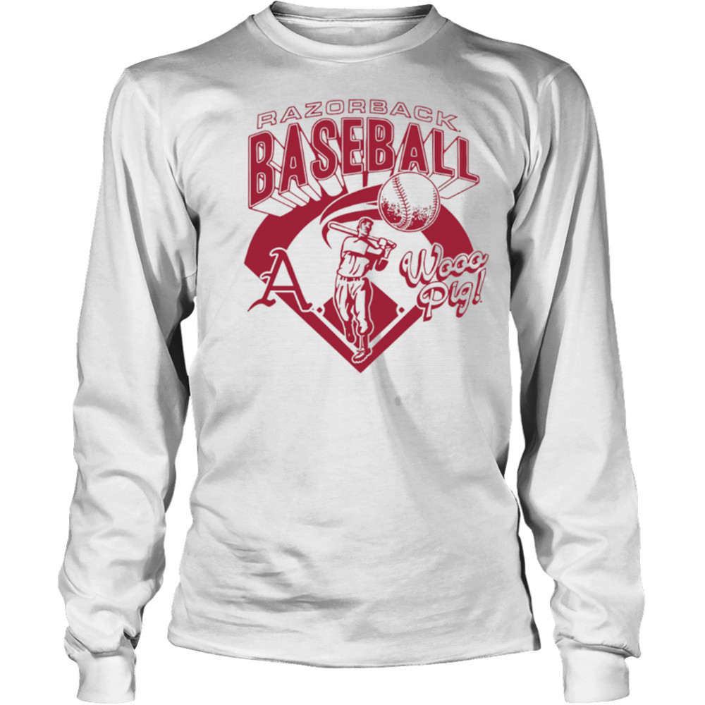 Arkansas Razorbacks Wooo Pig Baseball Vintage Sports shirt Long Sleeved