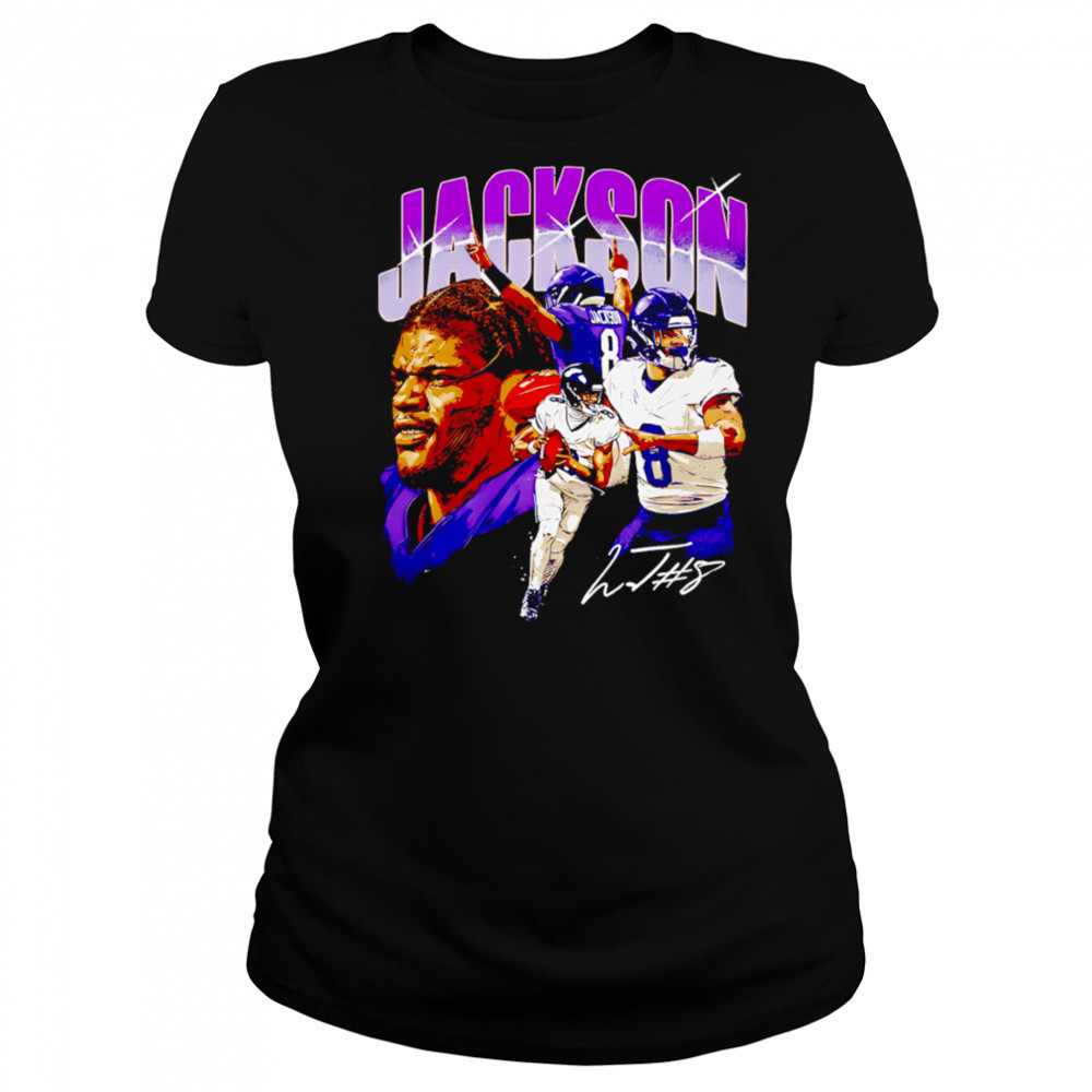 Lamar Jackson number 8 Baltimore Collage signature shirt Women's T-shirt