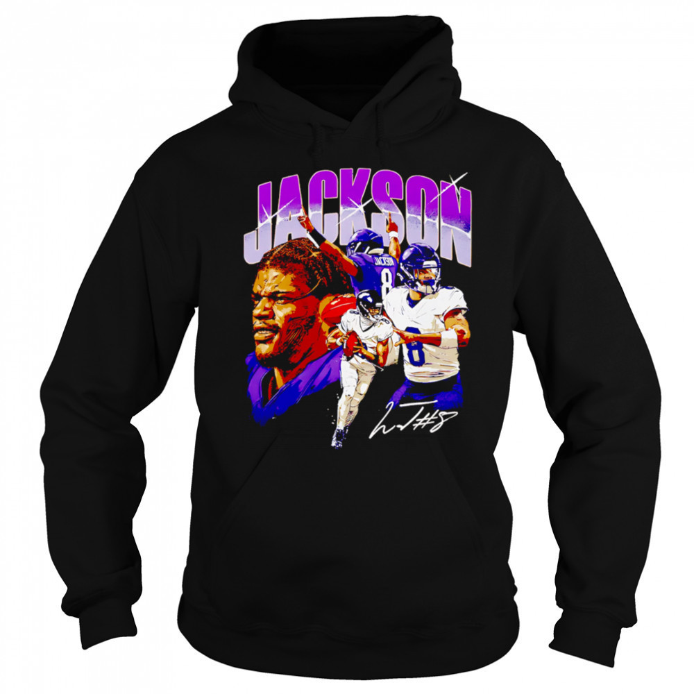 Lamar Jackson number 8 Baltimore Collage signature shirt Hoodie