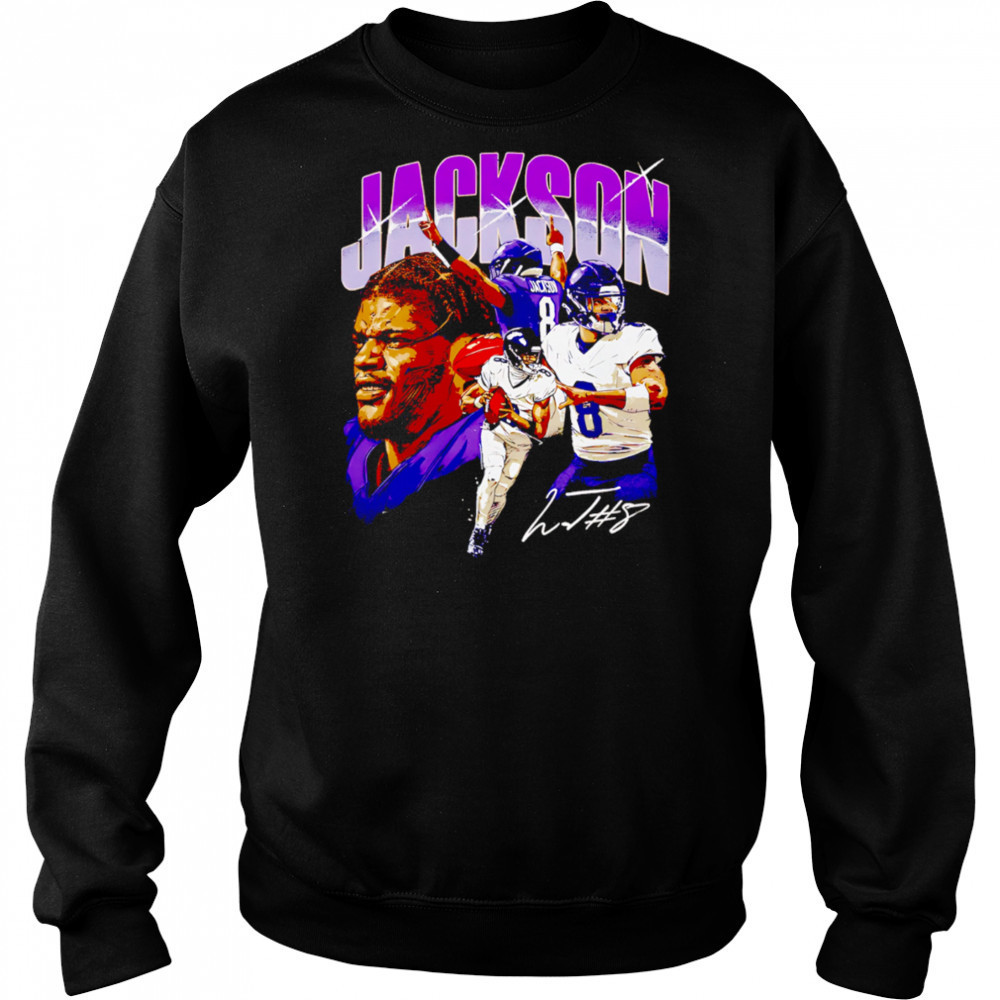 Lamar Jackson number 8 Baltimore Collage signature shirt Sweatshirt