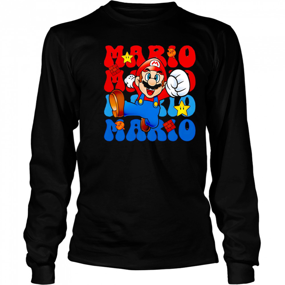 Mario repeat cartoon cute shirt Long Sleeved