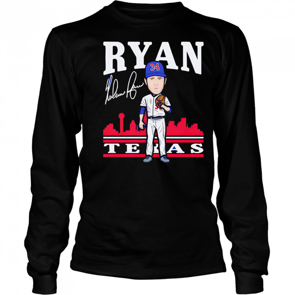 Nolan Ryan Texas Toon cartoon signature shirt Long Sleeved