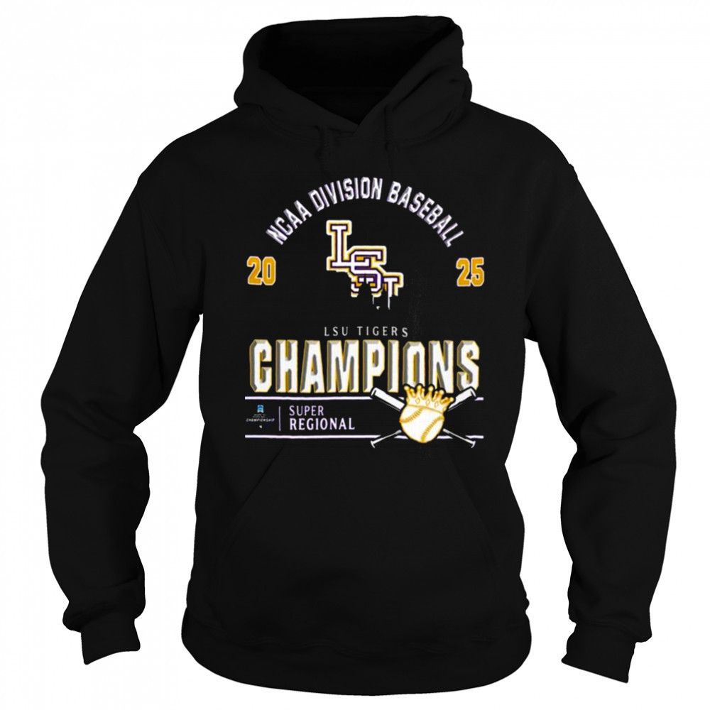 Official Lsu Tigers 2025 NCAA Division Baseball Super Regionals Champions Skyline Shirt Hoodie