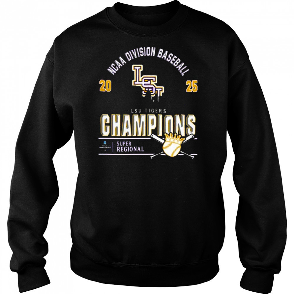 Official Lsu Tigers 2025 NCAA Division Baseball Super Regionals Champions Skyline Shirt Sweatshirt