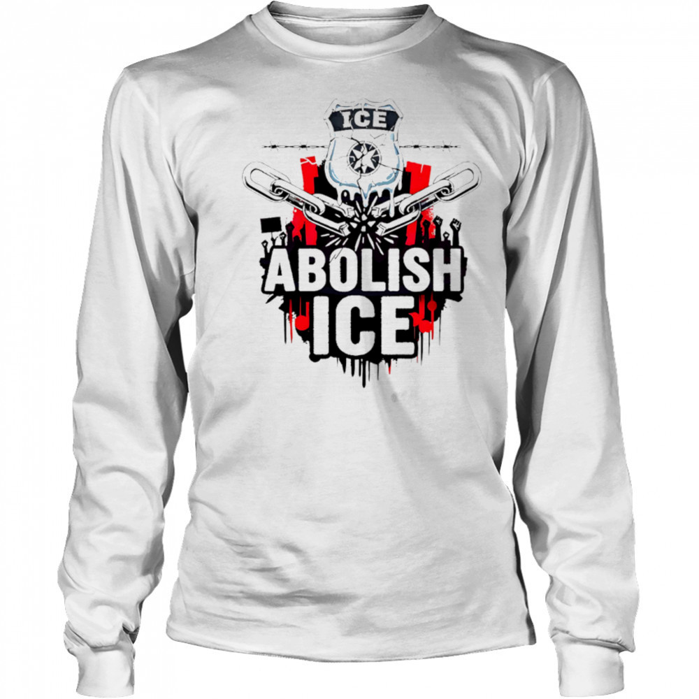 Abolish Ice Protest Graphic Badge Barbed Wire Art shirt Long Sleeved