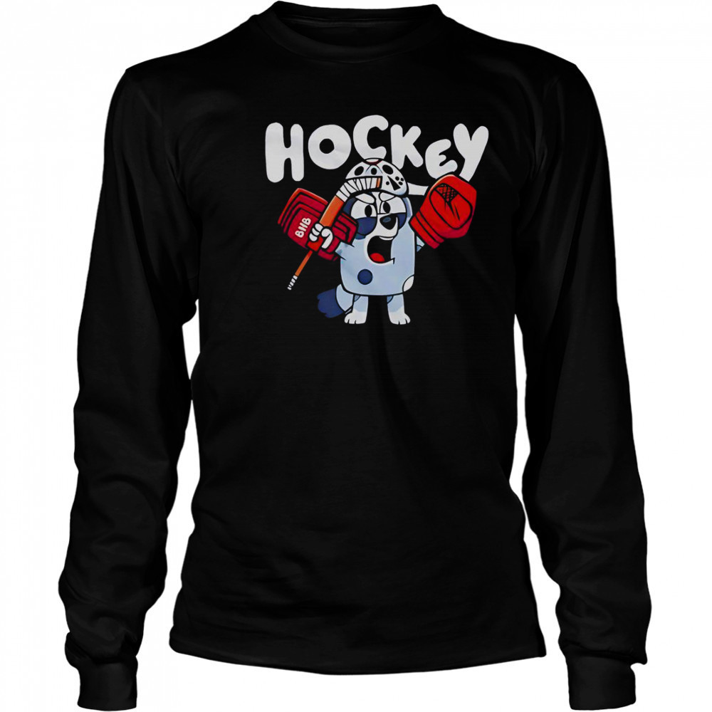 Hockey Bluey Cartoon T-Shirt Long Sleeved