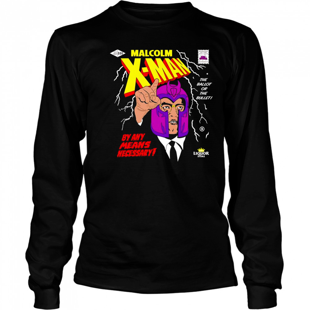 Malcolm X-man by any means necessary shirt Long Sleeved