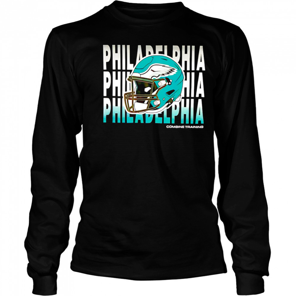 Philadelphia Eagles repeat helmet combine training 2025 shirt Long Sleeved