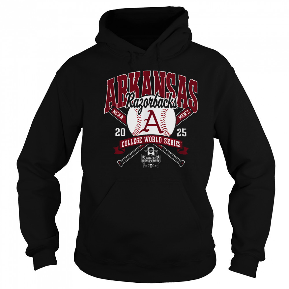 Arkansas Razorbacks College World Series 2025 Baseball Black T Shirt Hoodie