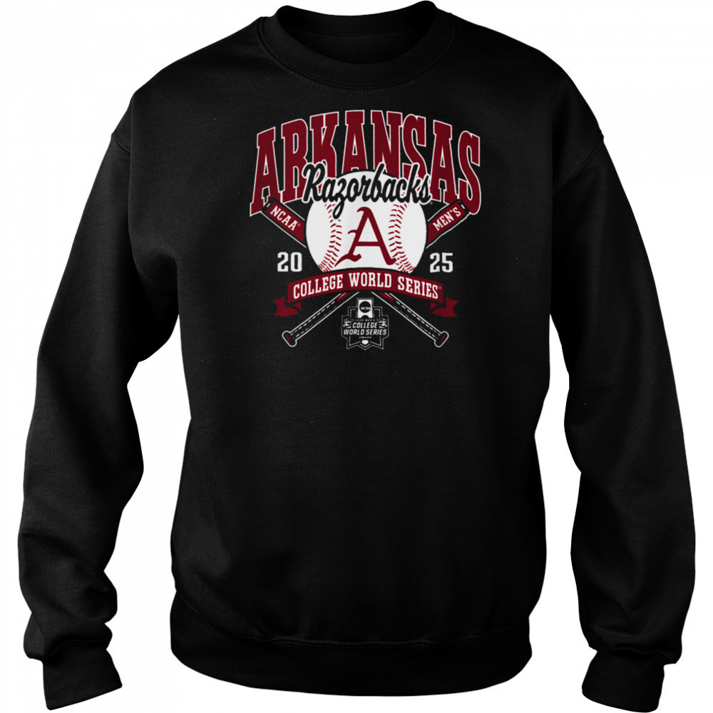Arkansas Razorbacks College World Series 2025 Baseball Black T Shirt Sweatshirt