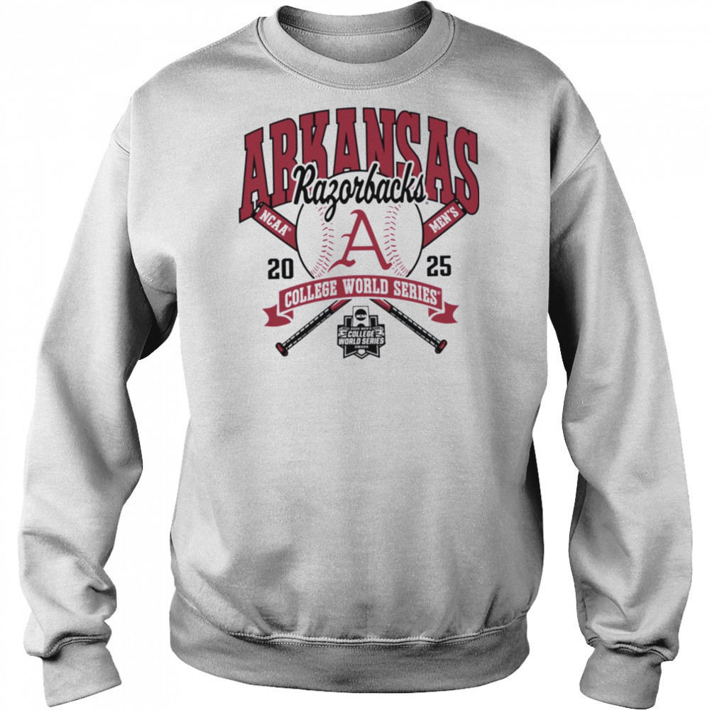 Arkansas Razorbacks College World Series 2025 Baseball Gray Long Sleeve T Shirt Sweatshirt