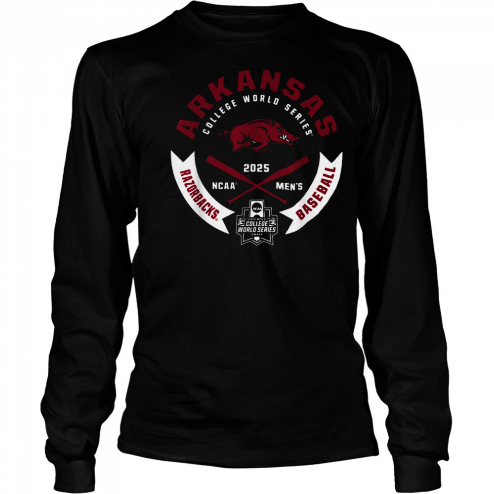 Arkansas Razorbacks College World Series 2025 MCWS Gray T Shirt Long Sleeved