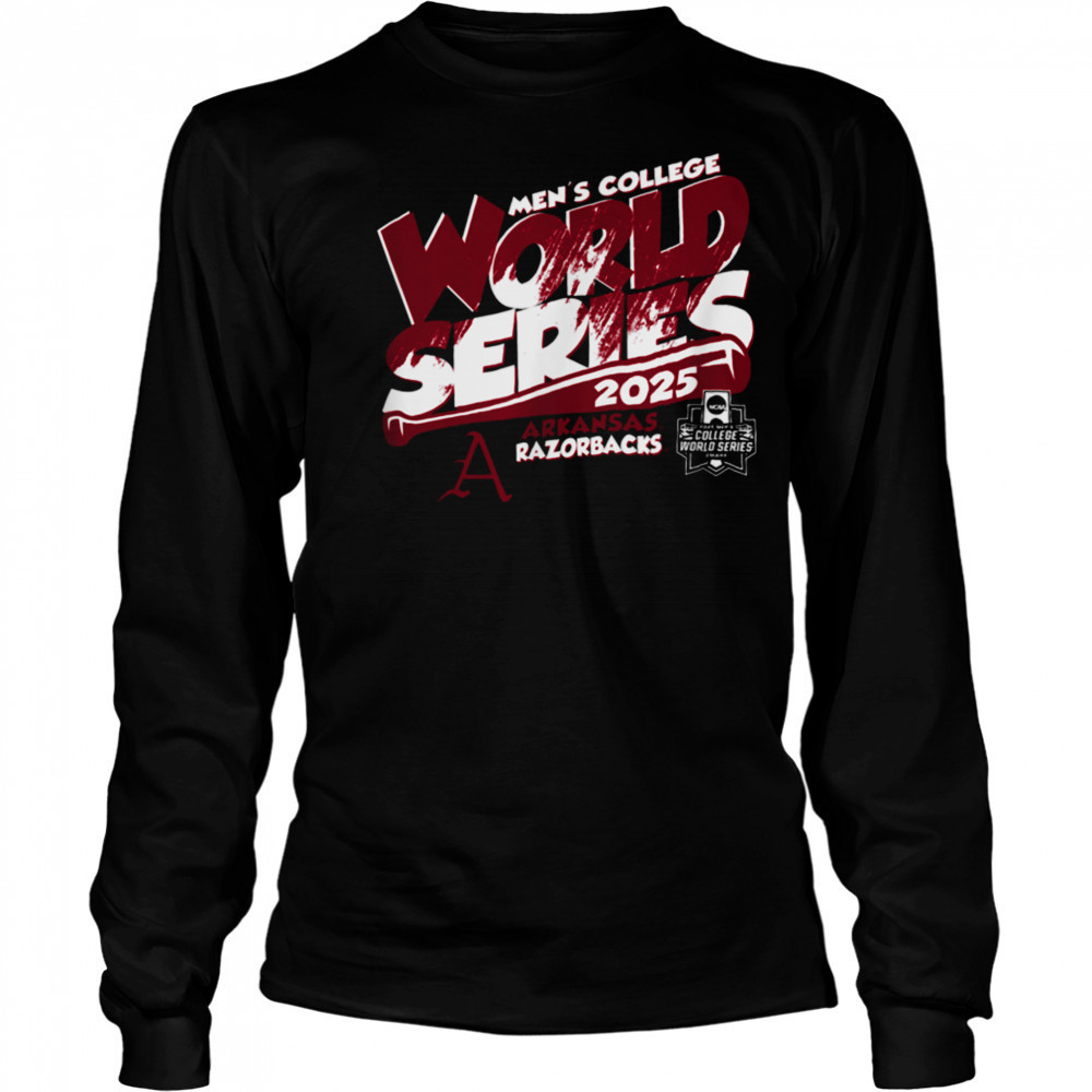 Arkansas Razorbacks MCWS 2025 Baseball Boom Black T Shirt Long Sleeved