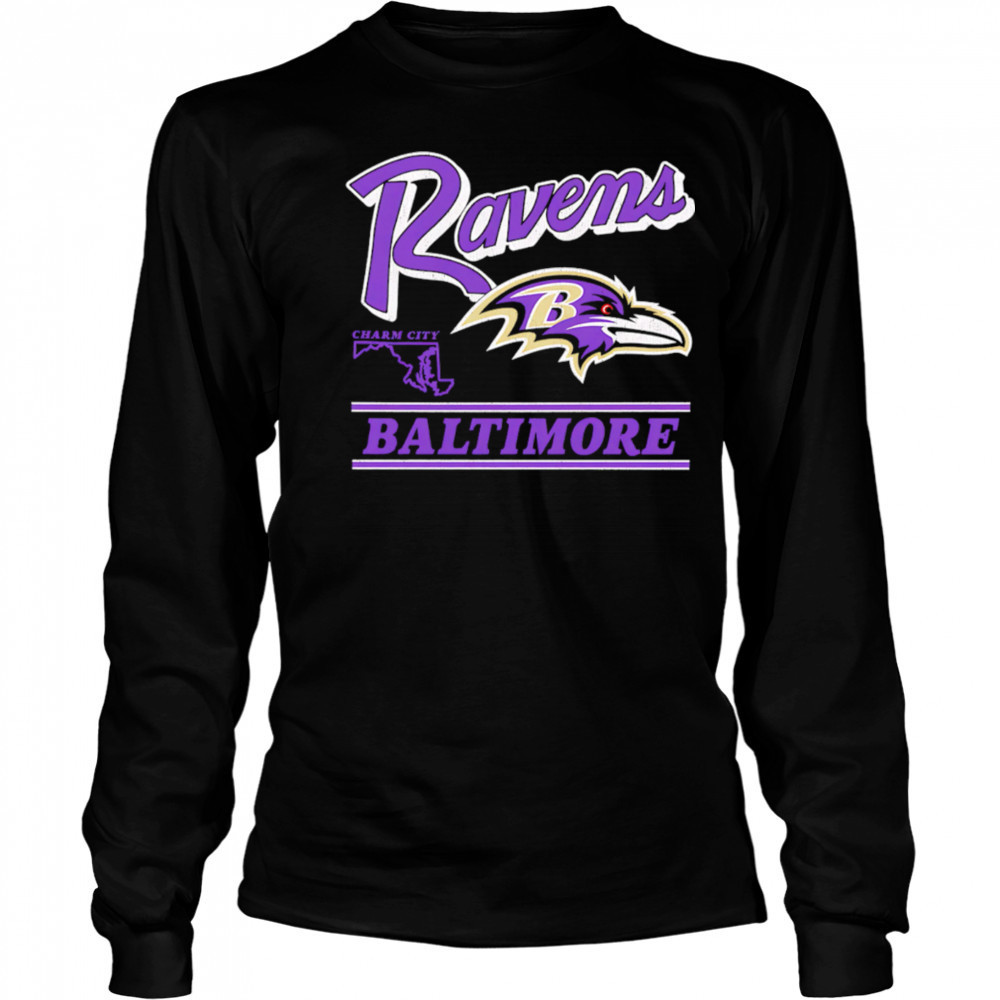 Baltimore Ravens Fly Charm City Retro shirt Long Sleeved