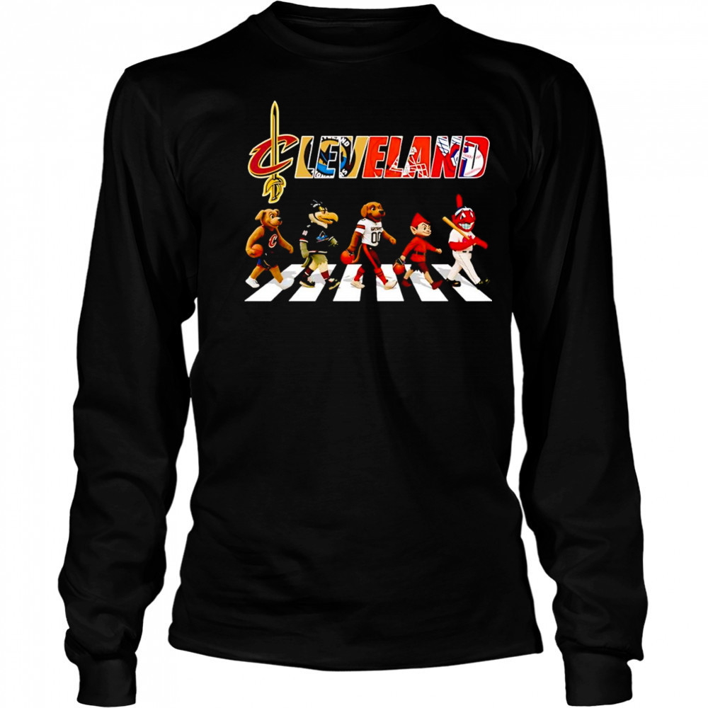 Cleveland sports mascot Abbey Road cross road shirt Long Sleeved