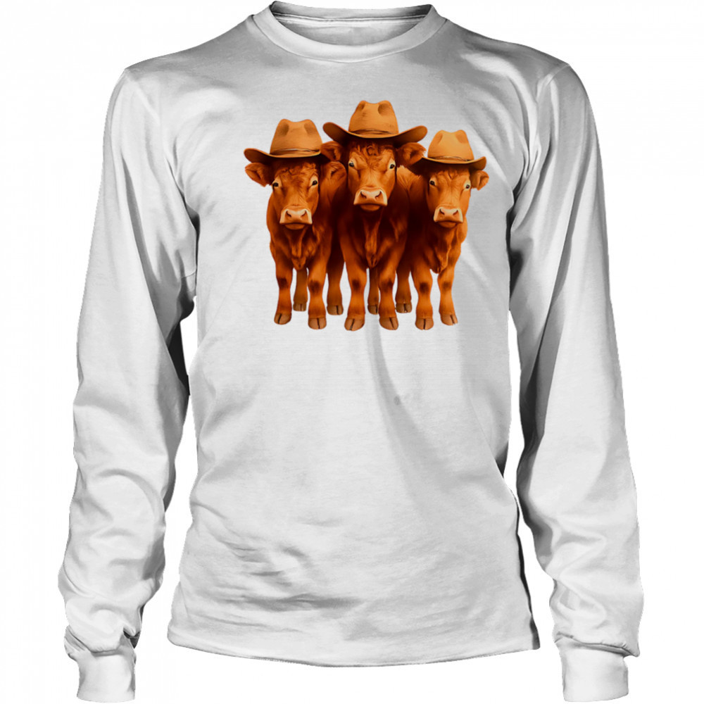 Cowboy Hat Wearing Cows cute shirt Long Sleeved