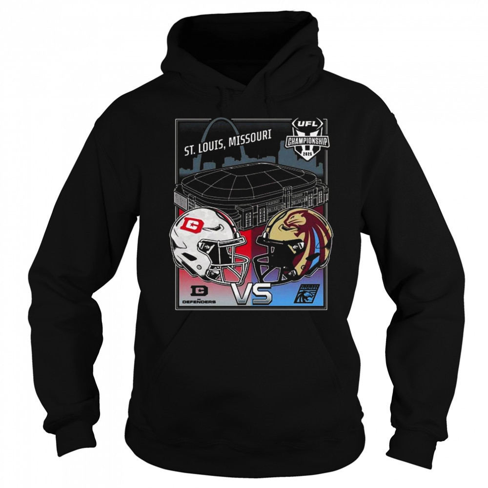DC Defenders Vs Michigan Panthers UFL 2025 Championship Matchup St. Louis Missouri Head To Head Helmet Shirt Hoodie