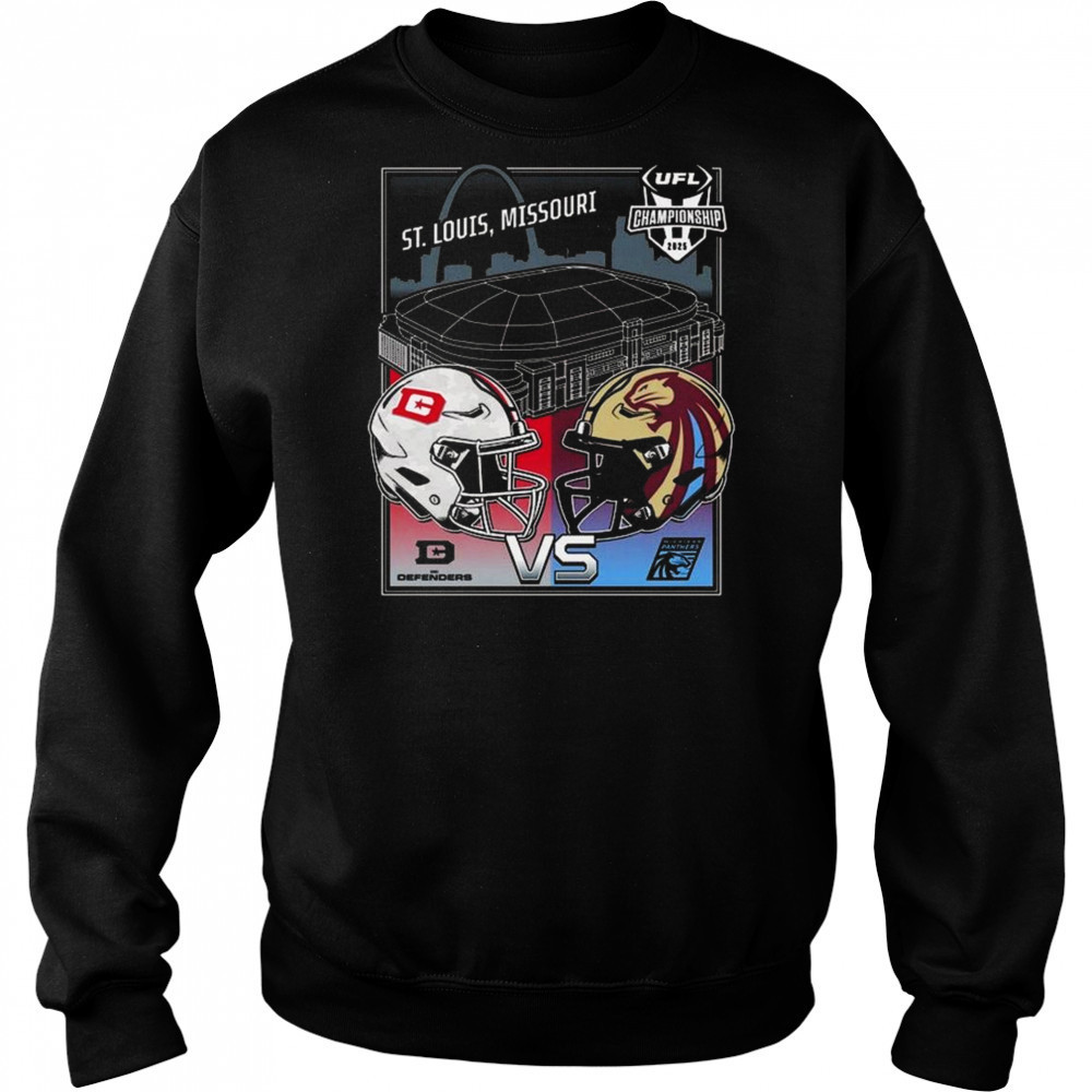 DC Defenders Vs Michigan Panthers UFL 2025 Championship Matchup St. Louis Missouri Head To Head Helmet Shirt Sweatshirt