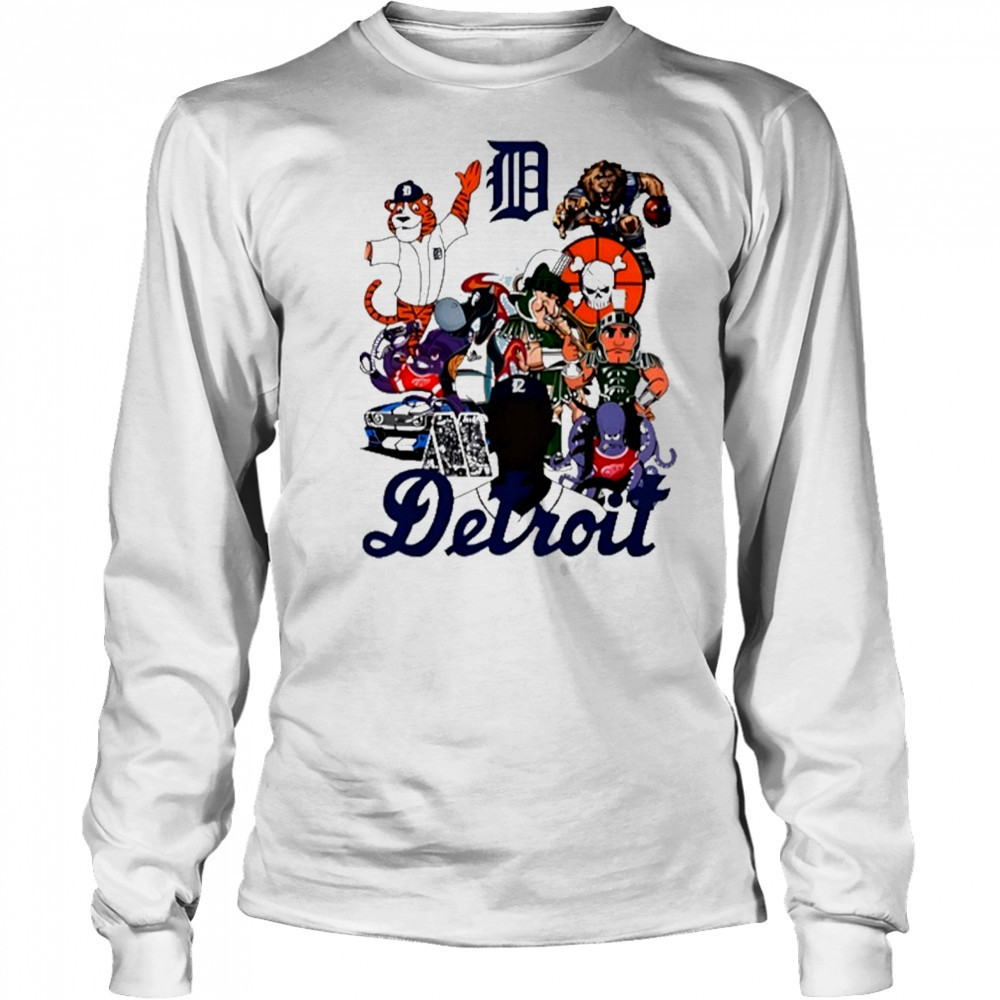 Detroit Mascots Sports Team T-Shirt Long Sleeved