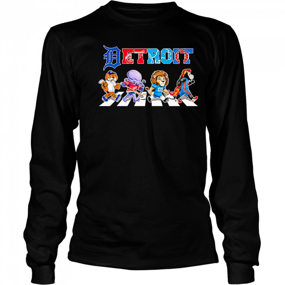 Detroit sports mascot chibi cross road shirt Long Sleeved
