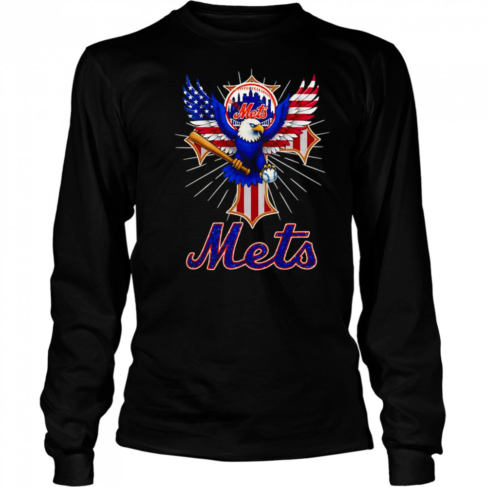 Eagle baseball New York Mets American flag shirt Long Sleeved