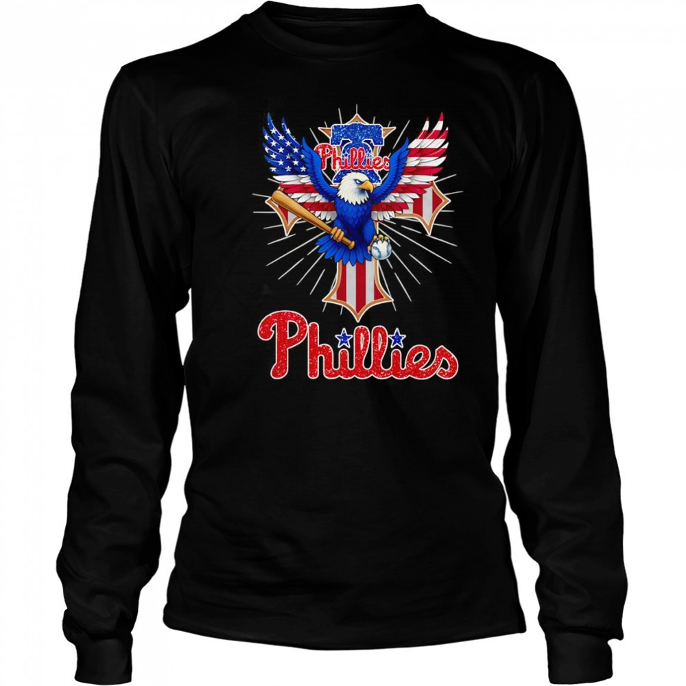 Eagle baseball Philadelphia Phillies American flag shirt Long Sleeved