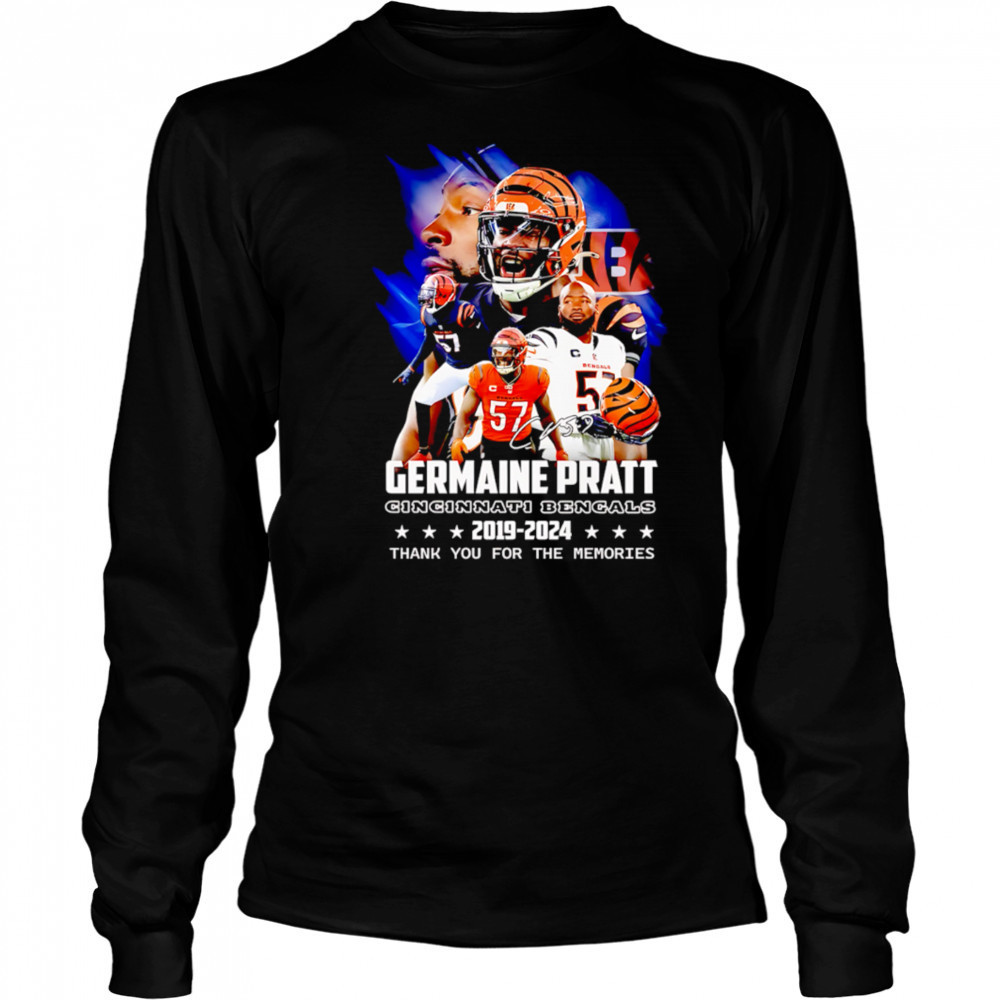 Germaine Pratt Cincinnati Bengals 2019-2024 Signature Thank You For The Memories shirt Long Sleeved