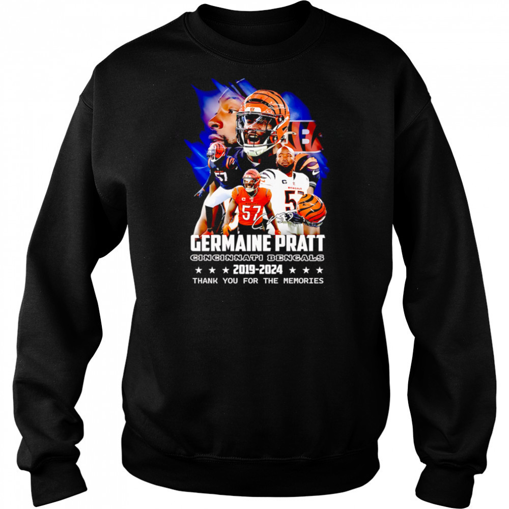 Germaine Pratt Cincinnati Bengals 2019-2024 Signature Thank You For The Memories shirt Sweatshirt