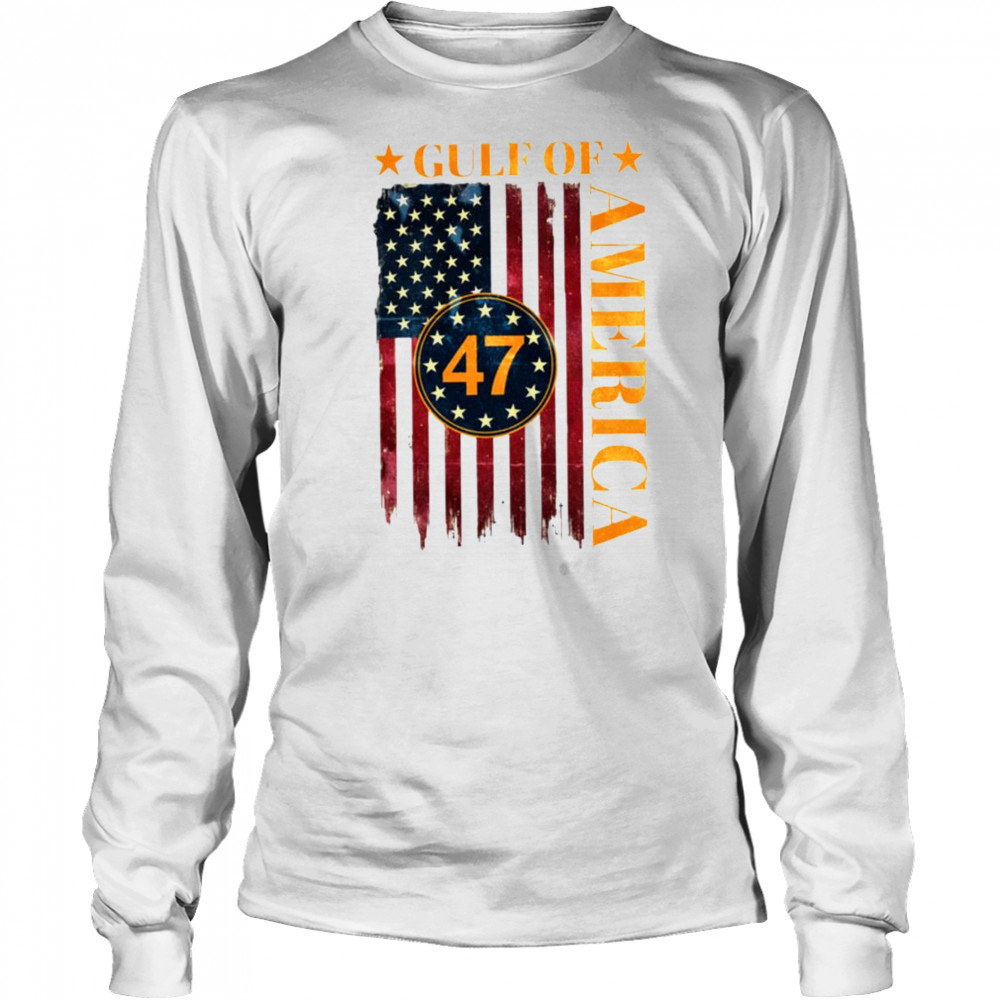Gulf of America American Flag T Shirt Long Sleeved