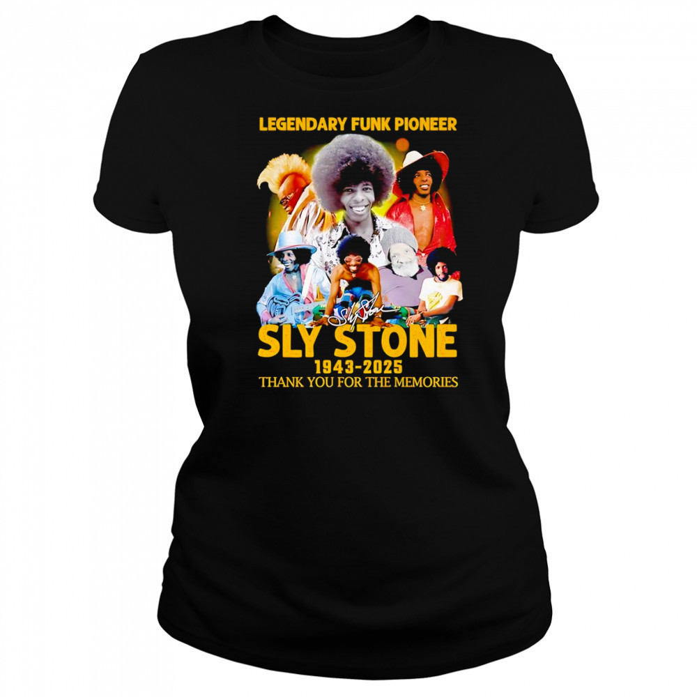 Legendary Funk Pioneer Sly Stone 1943 2025 thank you for the memories shirt Women's T-shirt