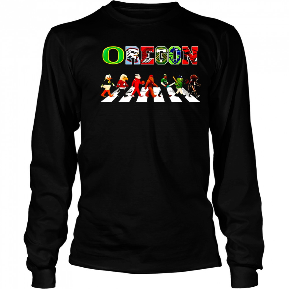 Oregon sports mascot Abbey Road cross road shirt Long Sleeved