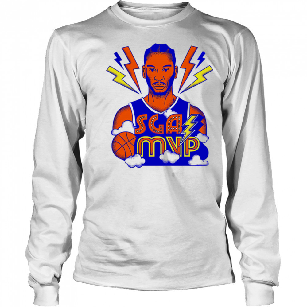 SGA MVP Basketball Thunder Lightning Cartoon Style Graphic shirt Long Sleeved