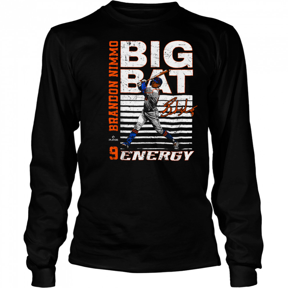Big Bat Energy Brandon Nimmo New York Baseball MLBPA T Shirt Long Sleeved
