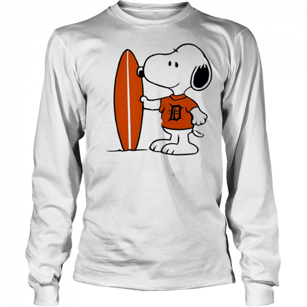 Detroit Tigers Snoopy Surfing shirt Long Sleeved