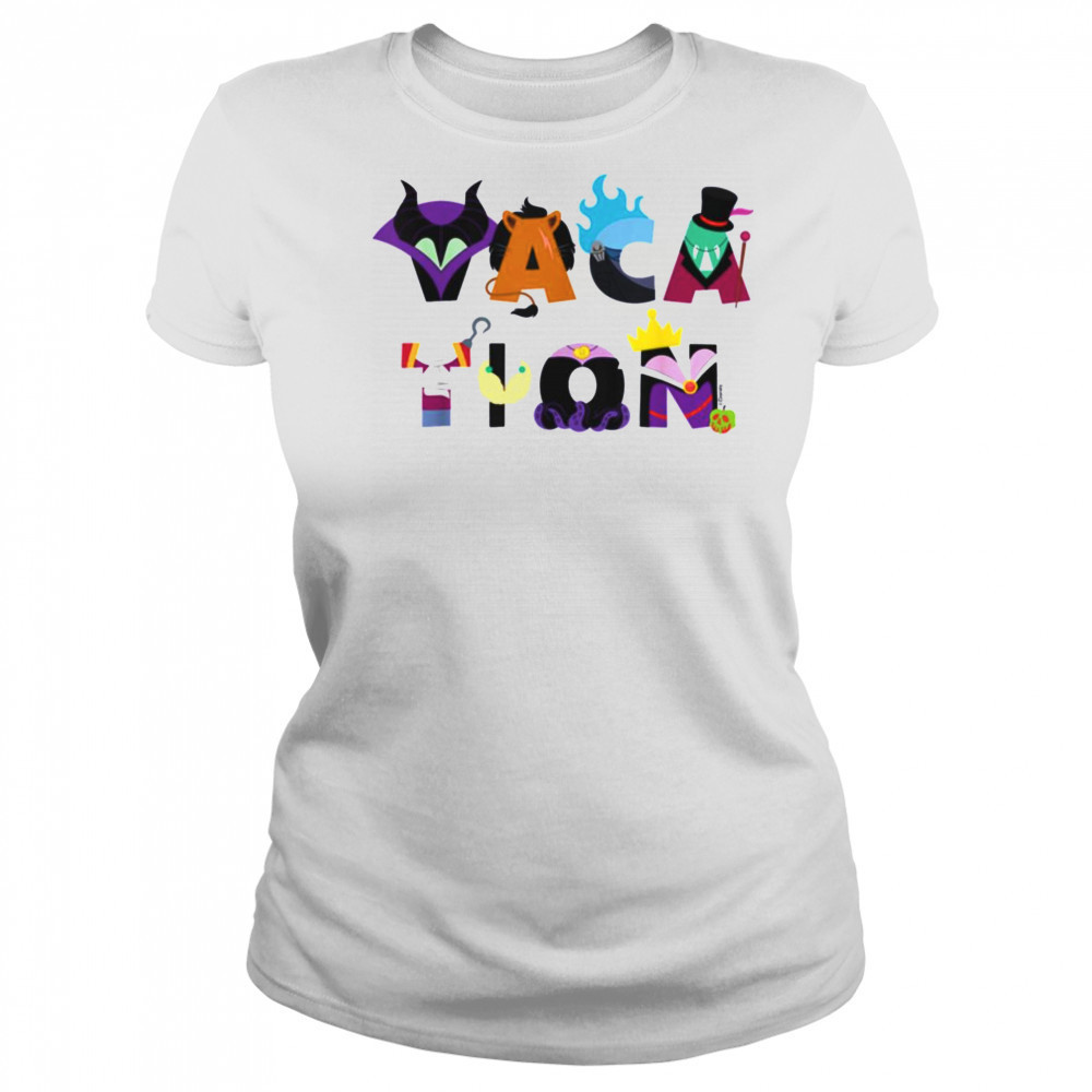 Disney Villains Vacation Big Character Letters Disney Trip T Shirt Women's T-shirt