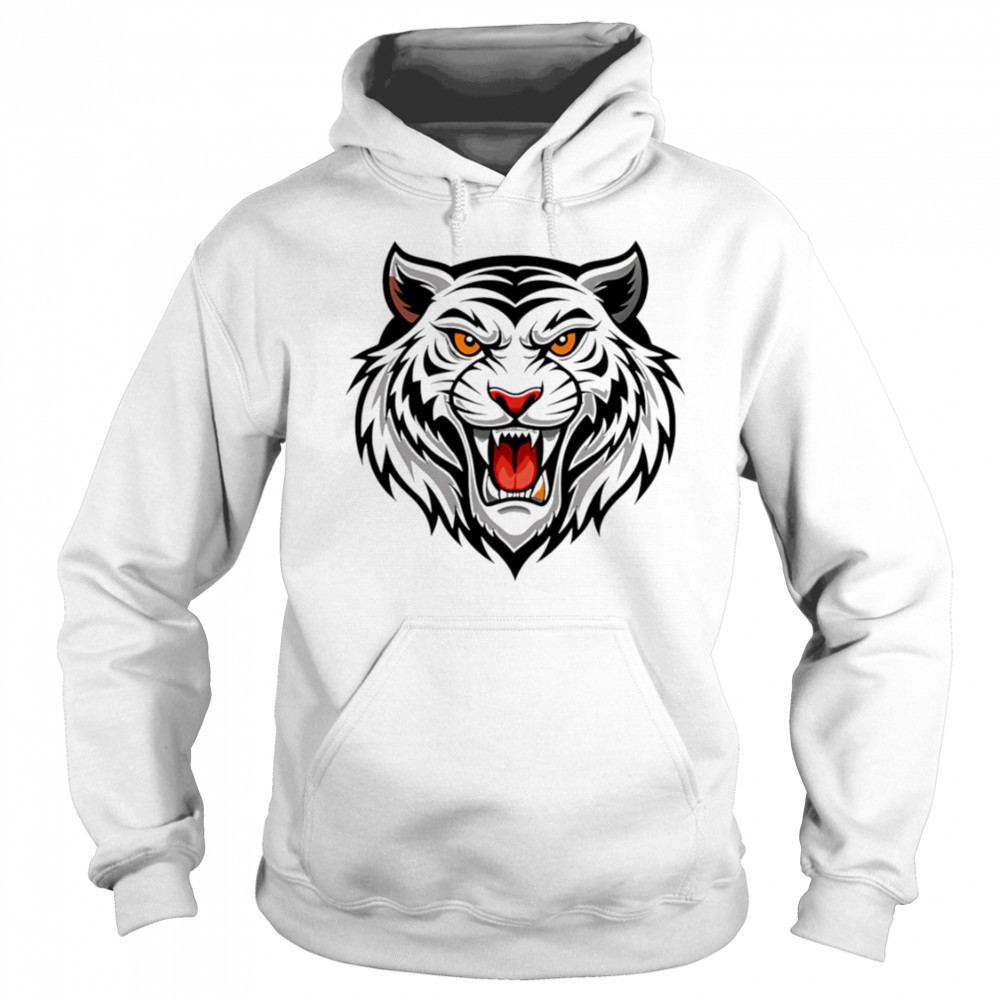 Ferocious white tiger illustration shirt Hoodie