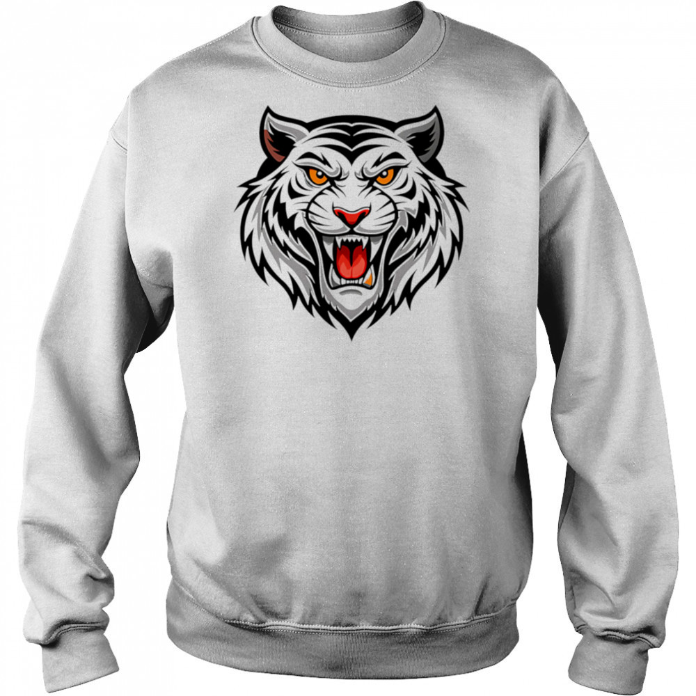 Ferocious white tiger illustration shirt Sweatshirt