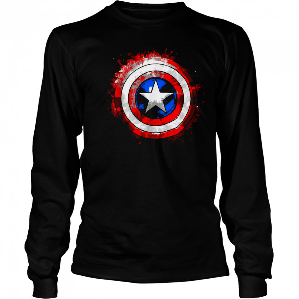 Marvel Captain America_ Civil War Splatter Shield Logo T Shirt Long Sleeved