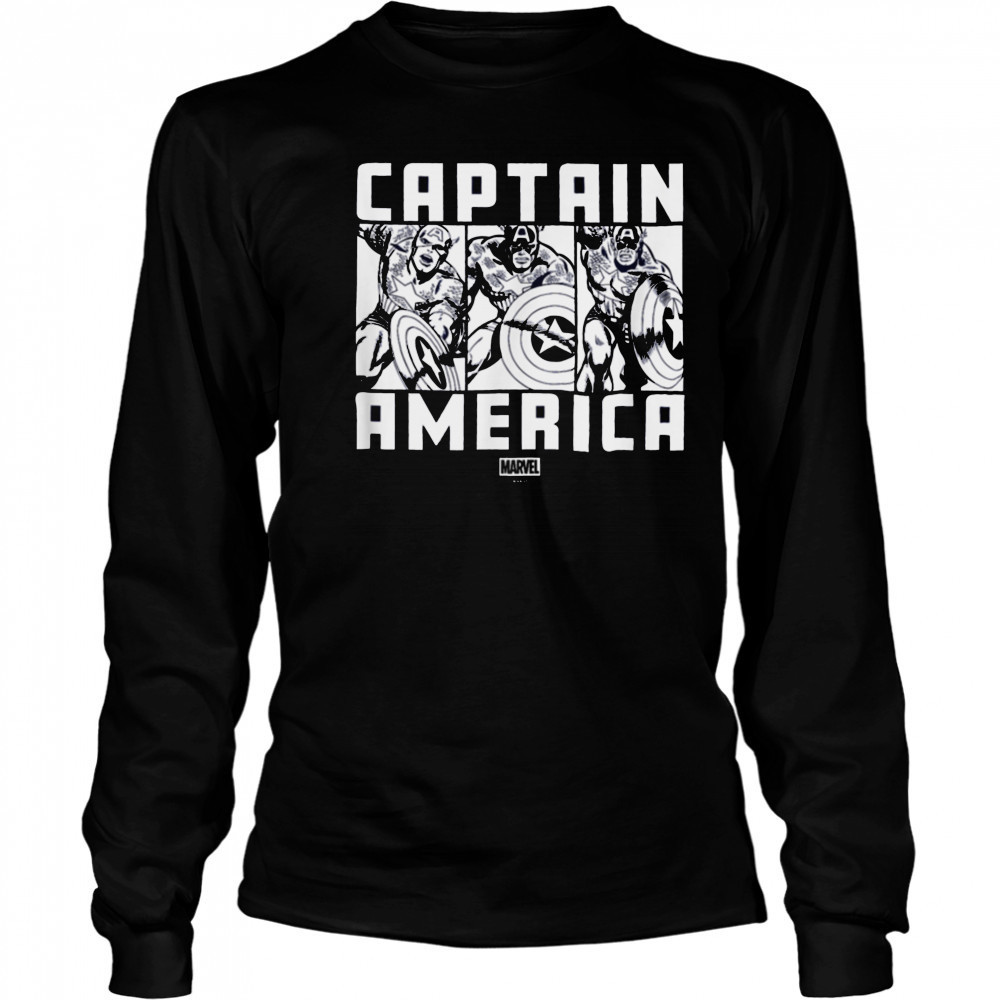 Marvel Captain America in Action Tri Panel T Shirt Long Sleeved